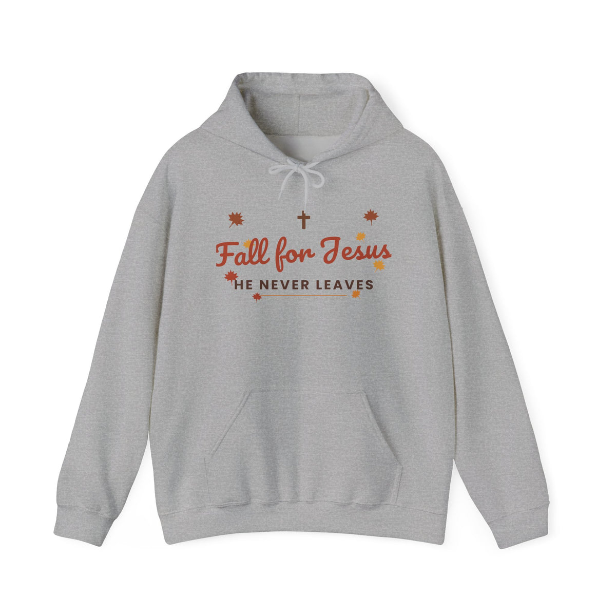 Fall for Jesus He Never Leaves Hoodie — Christian Autumn Leaves Hooded Sweatshirt