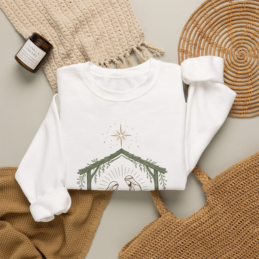O Come Let Us Adore Him Sweatshirt — Christian Nativity Christmas Crewneck