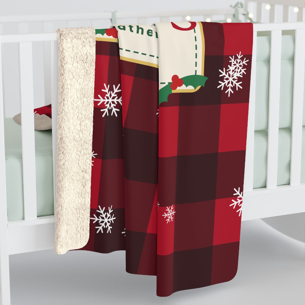Home for the Holidays Sherpa Blanket — Buffalo Plaid Christmas Fleece Throw
