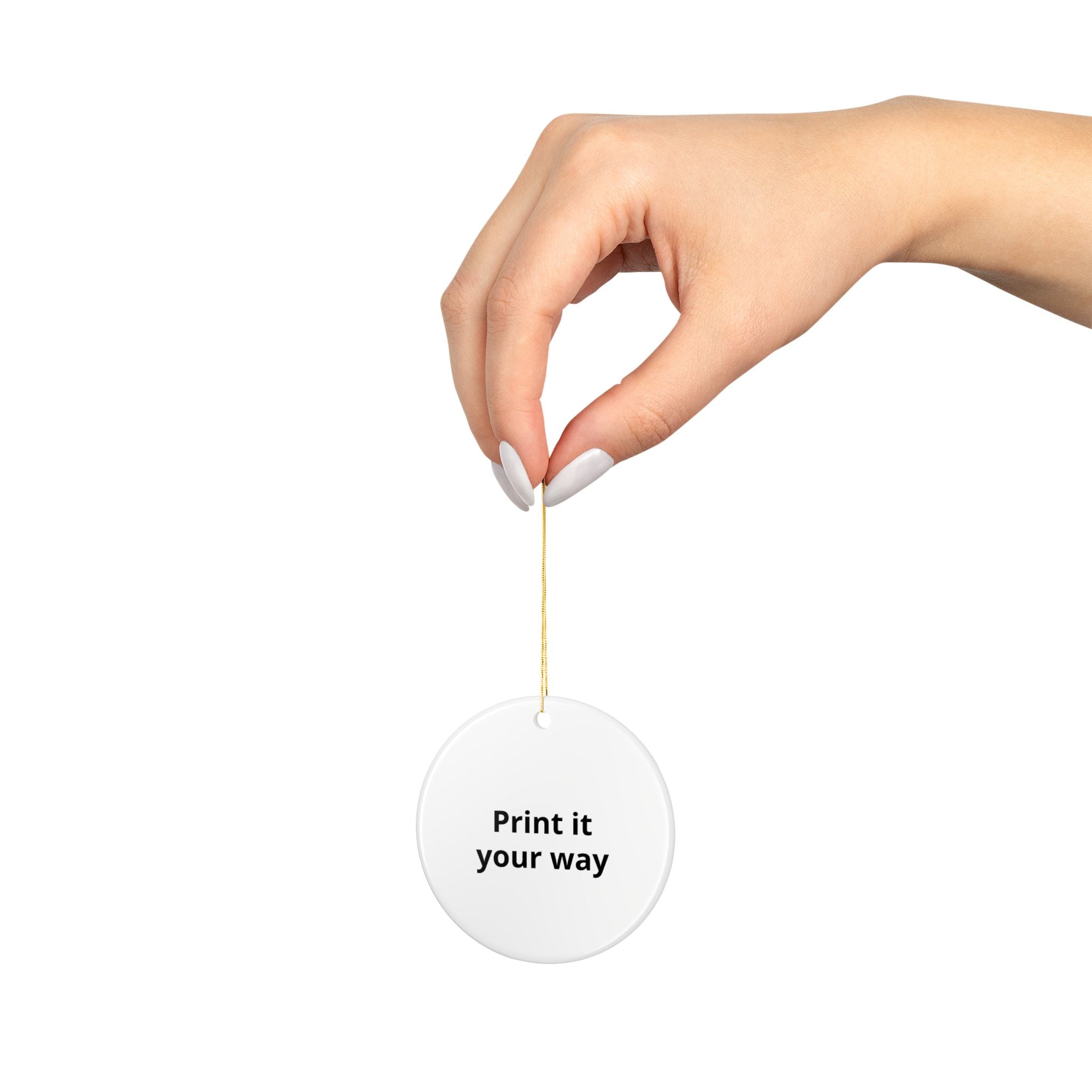 Custom Ceramic Ornament – “Print it your way” Round Keepsake
