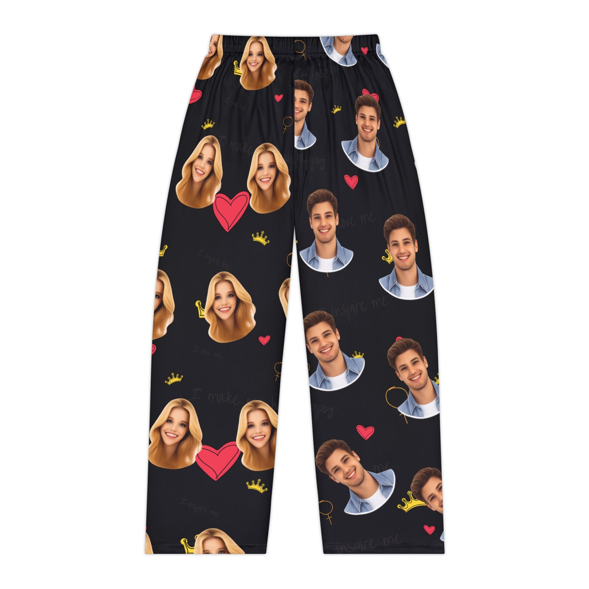 Personalized Face Print Pajama Pants — Custom Couples Photo All-Over Print
