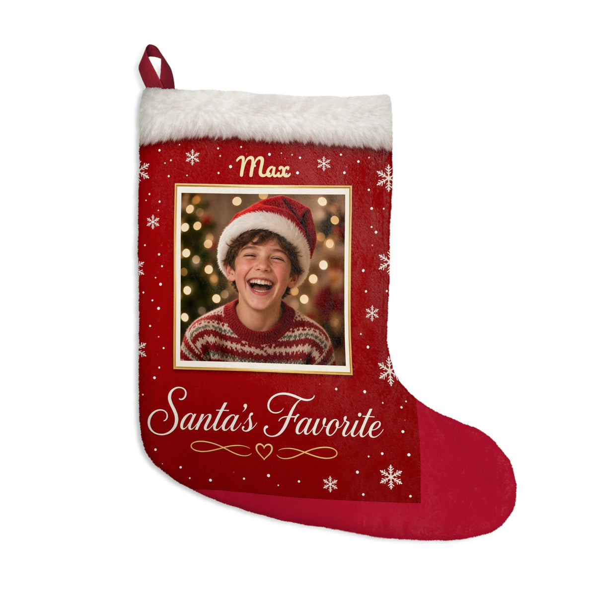Personalized Photo Christmas Stocking – Custom Pet or Family Photo & Name Stocking