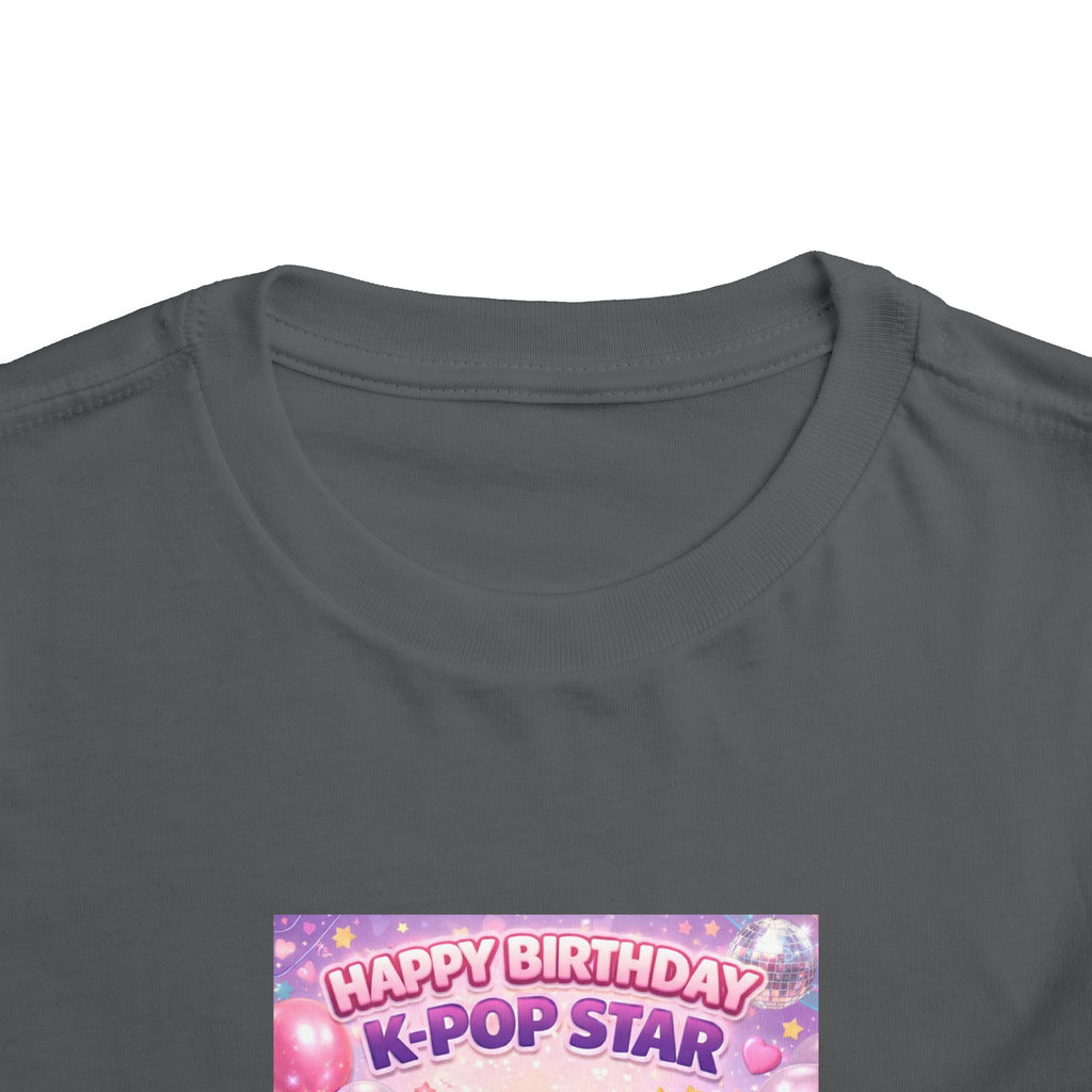 Toddler Tee — "Happy Birthday K-Pop Star" Pink Birthday Photo Shirt - Upload your own picture