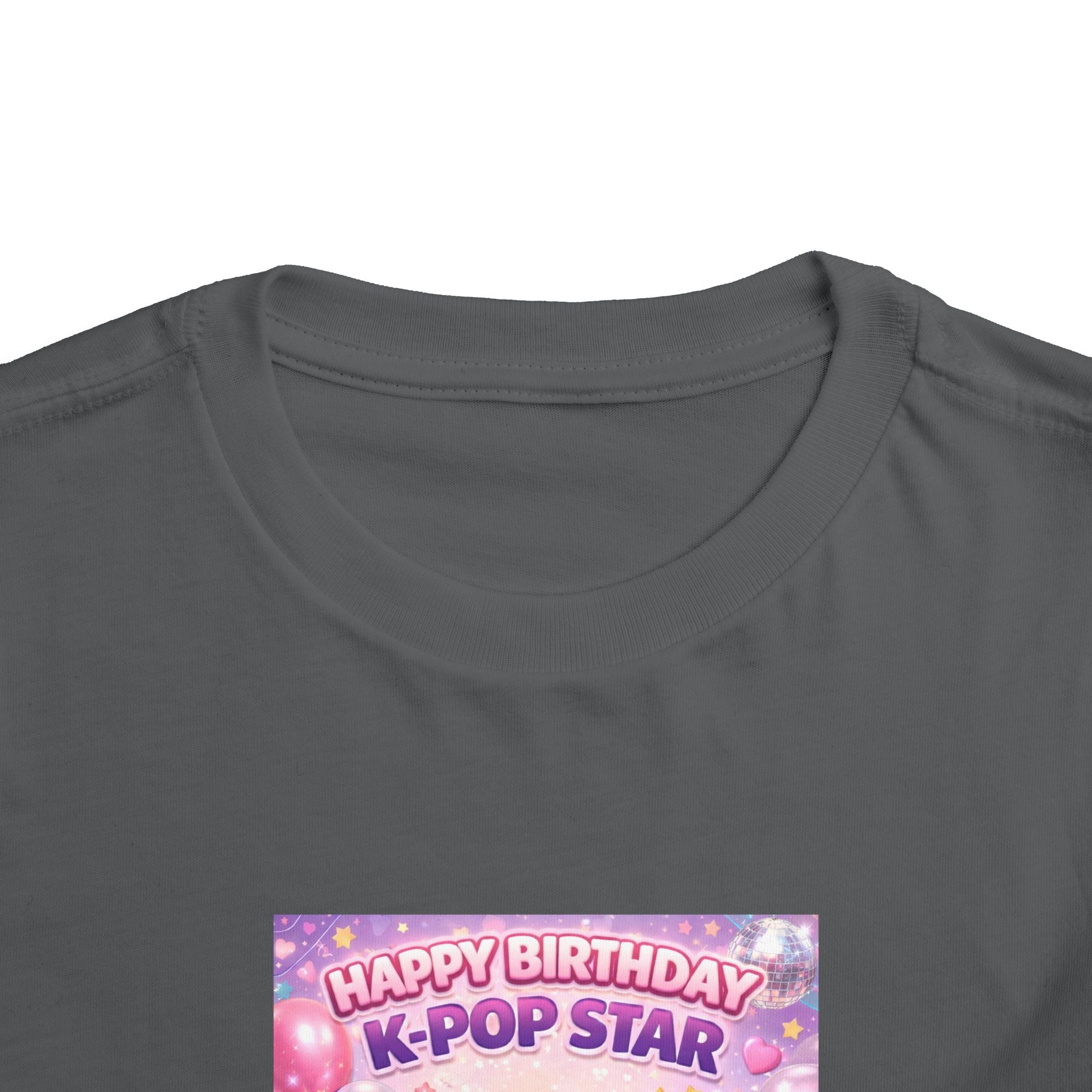 Toddler Tee — "Happy Birthday K-Pop Star" Pink Birthday Photo Shirt - Upload your own picture