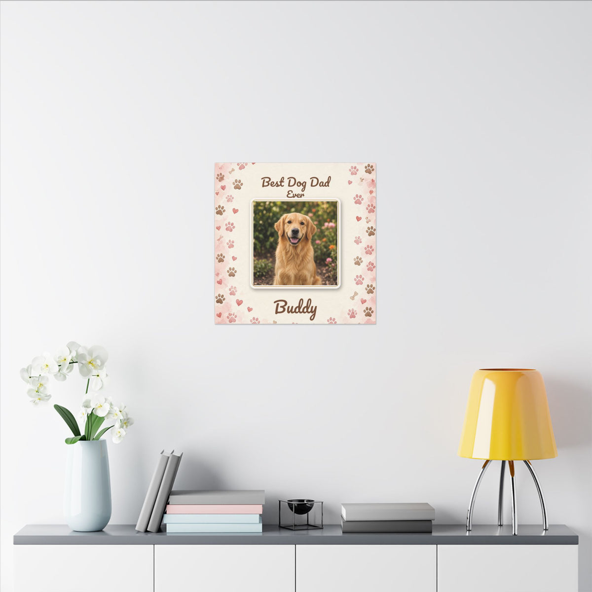 Best Dog Dad Ever Personalized Canvas – Custom Dog Photo & Name Wall Art