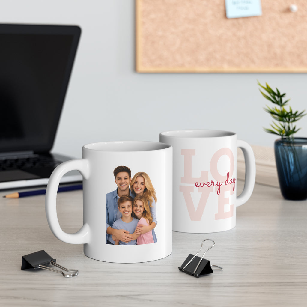 Photo Family 11oz Ceramic Mug — Personalized Family Portrait Coffee Cup