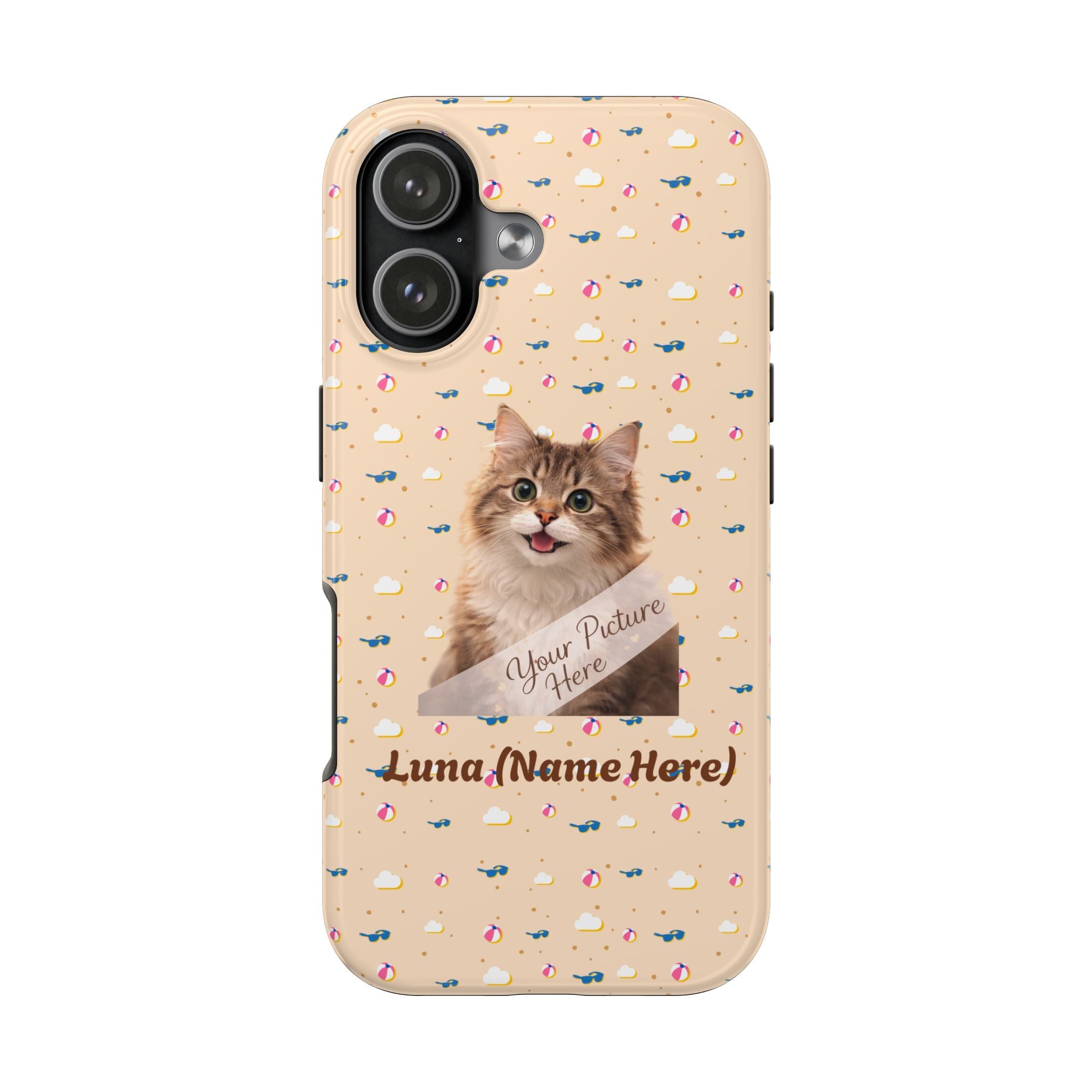 Custom Pet Photo Tough Phone Case — Personalized Cat Name Phone Cover