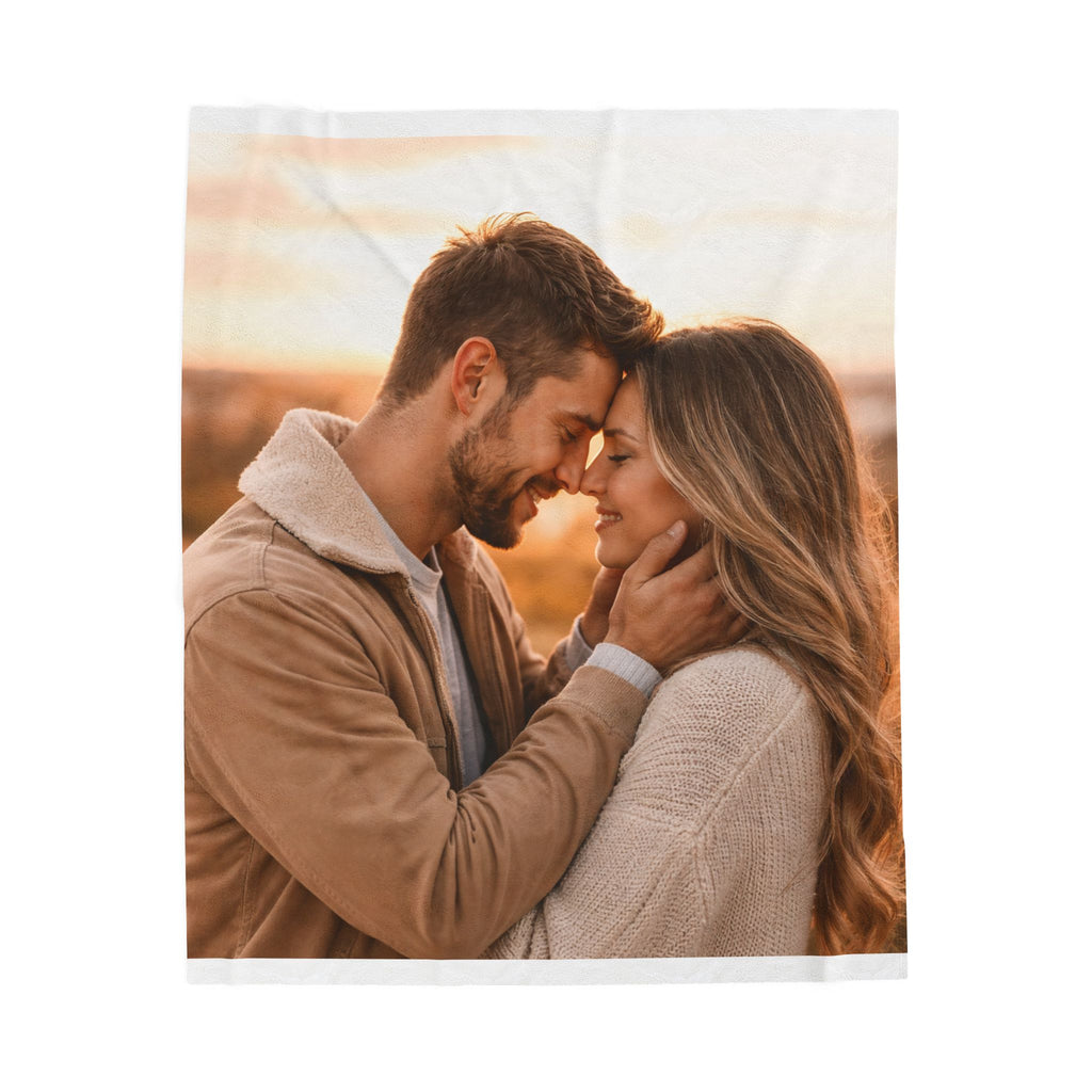Personalized Photo Plush Blanket — Custom Velveteen Fleece for Couples, Gifts for Anniversaries & Valentine's