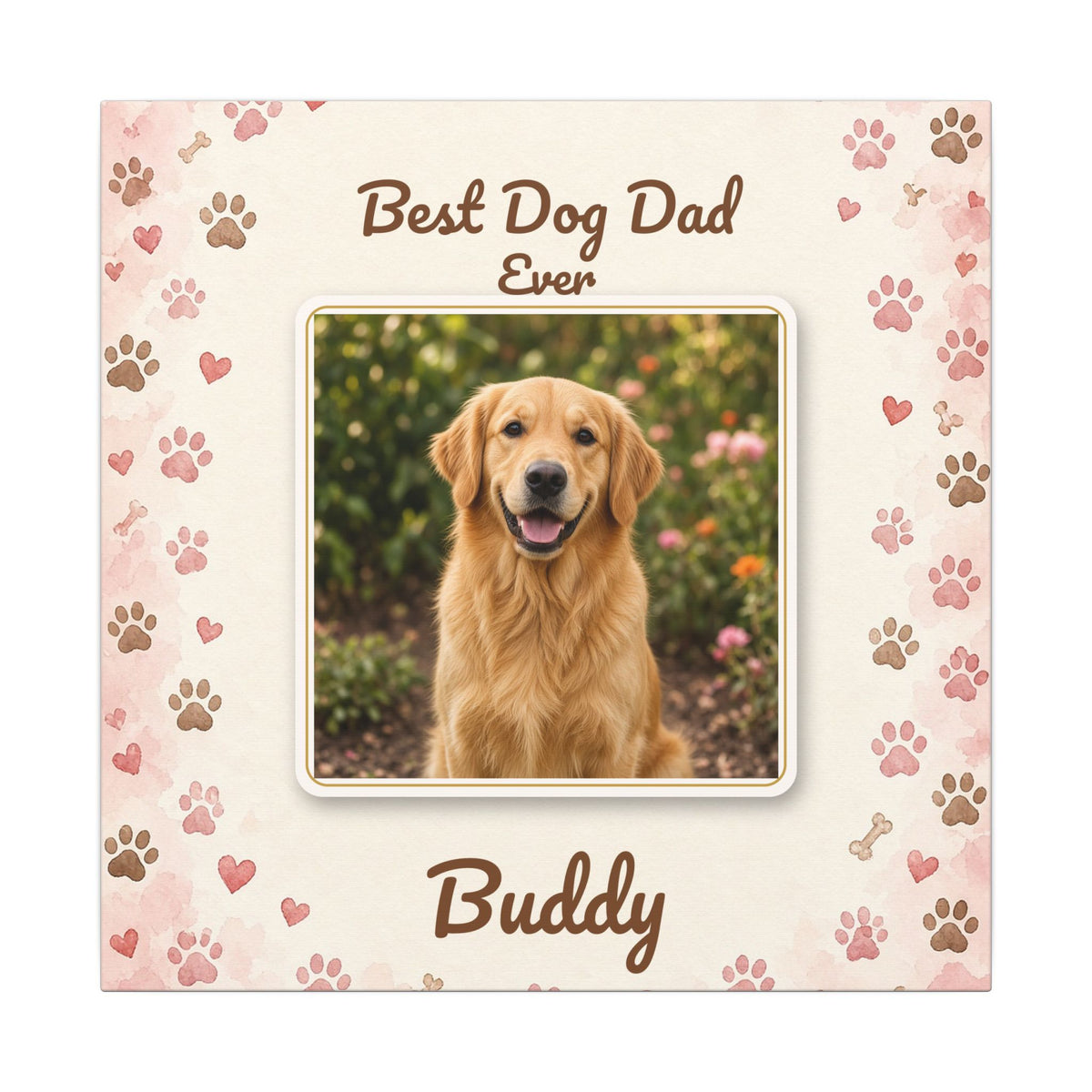 Best Dog Dad Ever Personalized Canvas – Custom Dog Photo & Name Wall Art