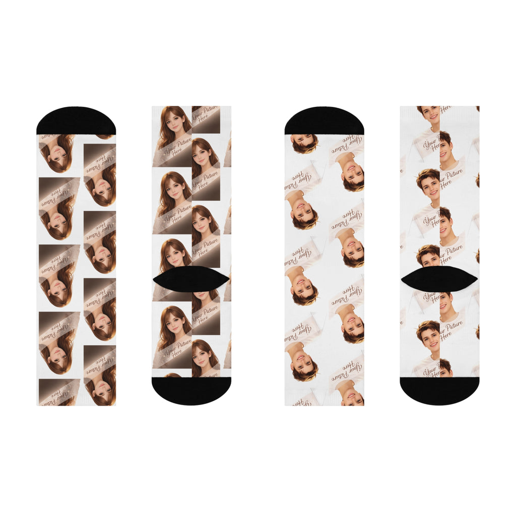 Custom Photo Cushioned Crew Socks — Personalized Face Portrait Socks