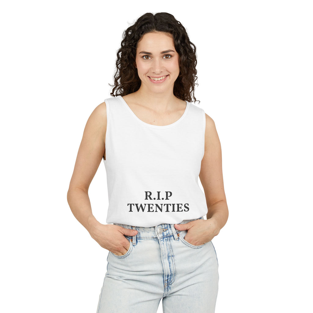 R.I.P. Twenties Tank Top — Funny 30th Birthday Retirement of Your 20s Tee
