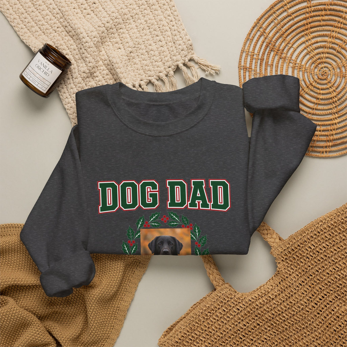Dog Dad Personalized Sweatshirt – Custom Dog Photo & Name Crewneck