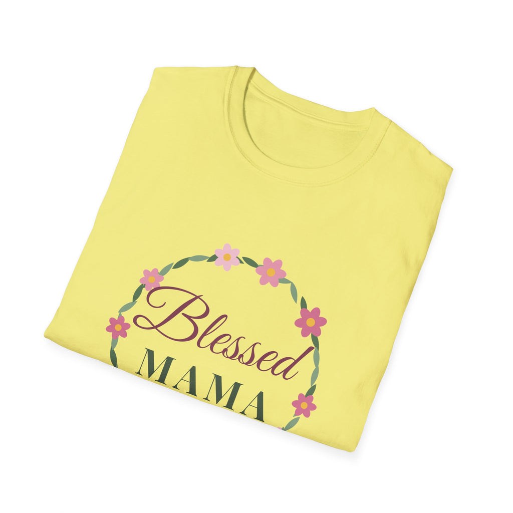 Blessed Mama Floral Wreath Tee — Christian Mom T-Shirt, Mother's Day Gift