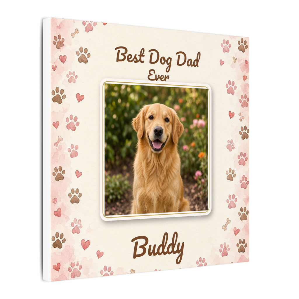 Best Dog Dad Ever Personalized Canvas – Custom Dog Photo & Name Wall Art