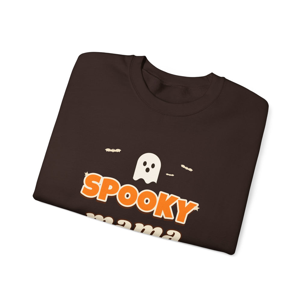 Spooky Mama Halloween Sweatshirt — Retro Pumpkin & Ghost Crewneck for Moms