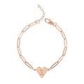 Engravable Heart Paperclip Bracelet | Rose Gold Heart ID Bracelet