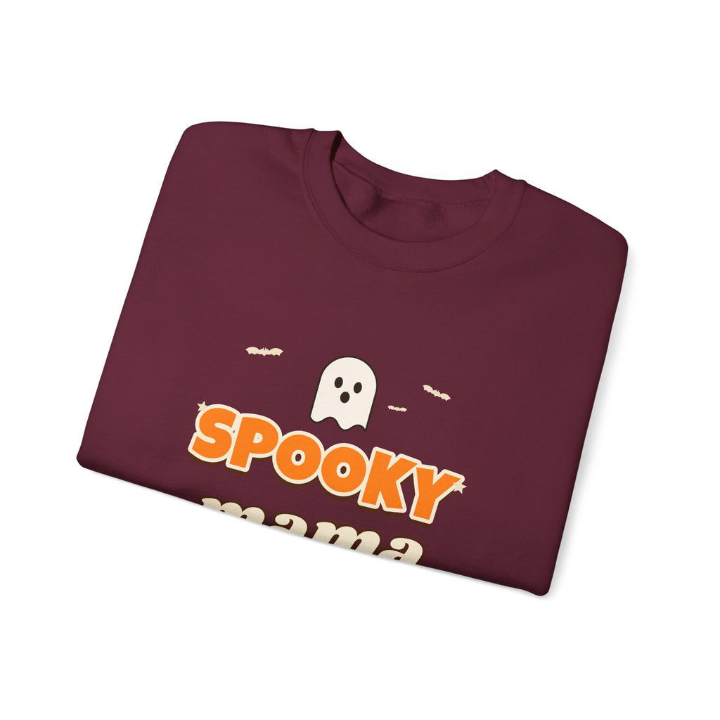 Spooky Mama Halloween Sweatshirt — Retro Pumpkin & Ghost Crewneck for Moms