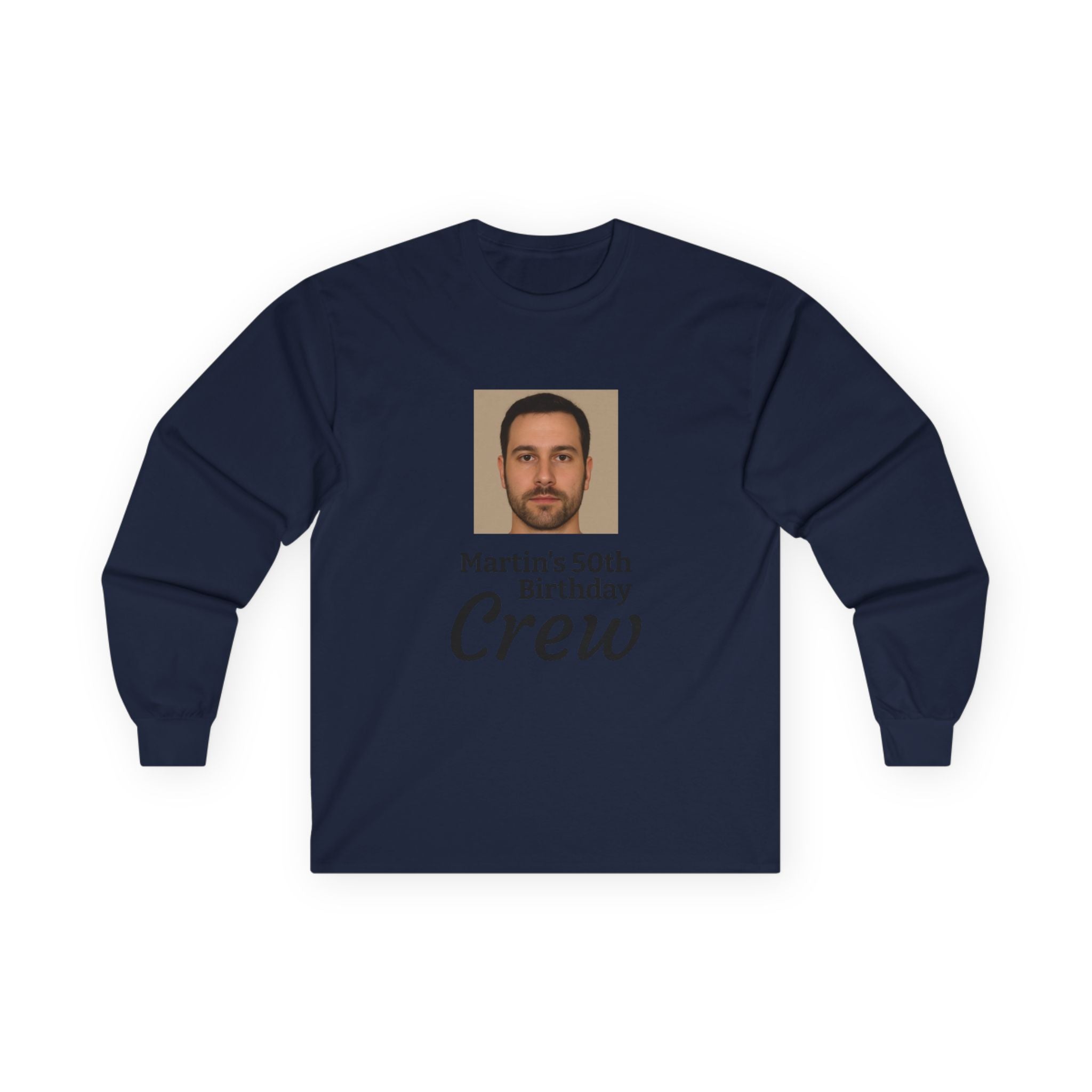 Personalized 50th Birthday “Birthday Crew” Long Sleeve Shirt with Custom Photo