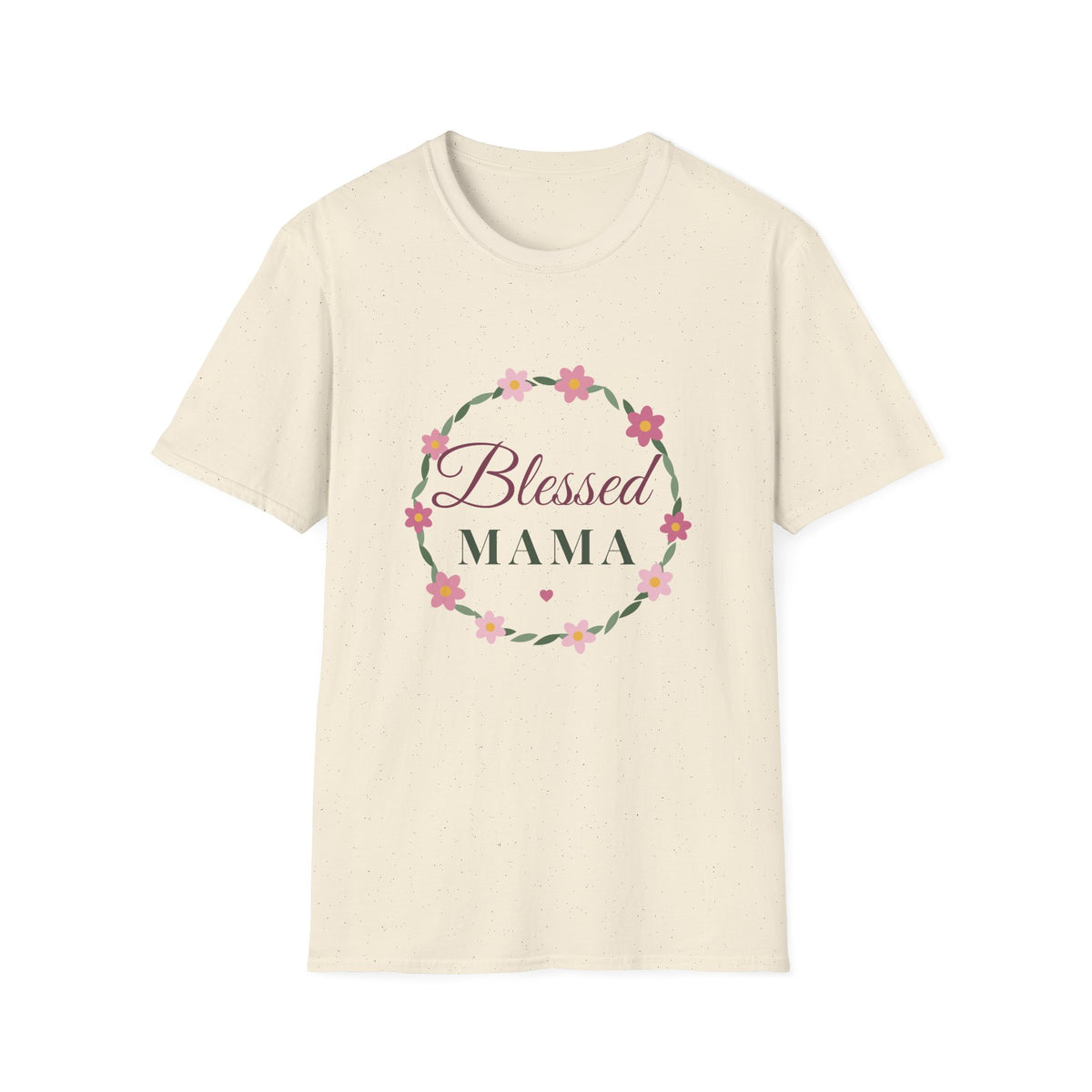 Blessed Mama Floral Wreath Tee — Christian Mom T-Shirt, Mother's Day Gift