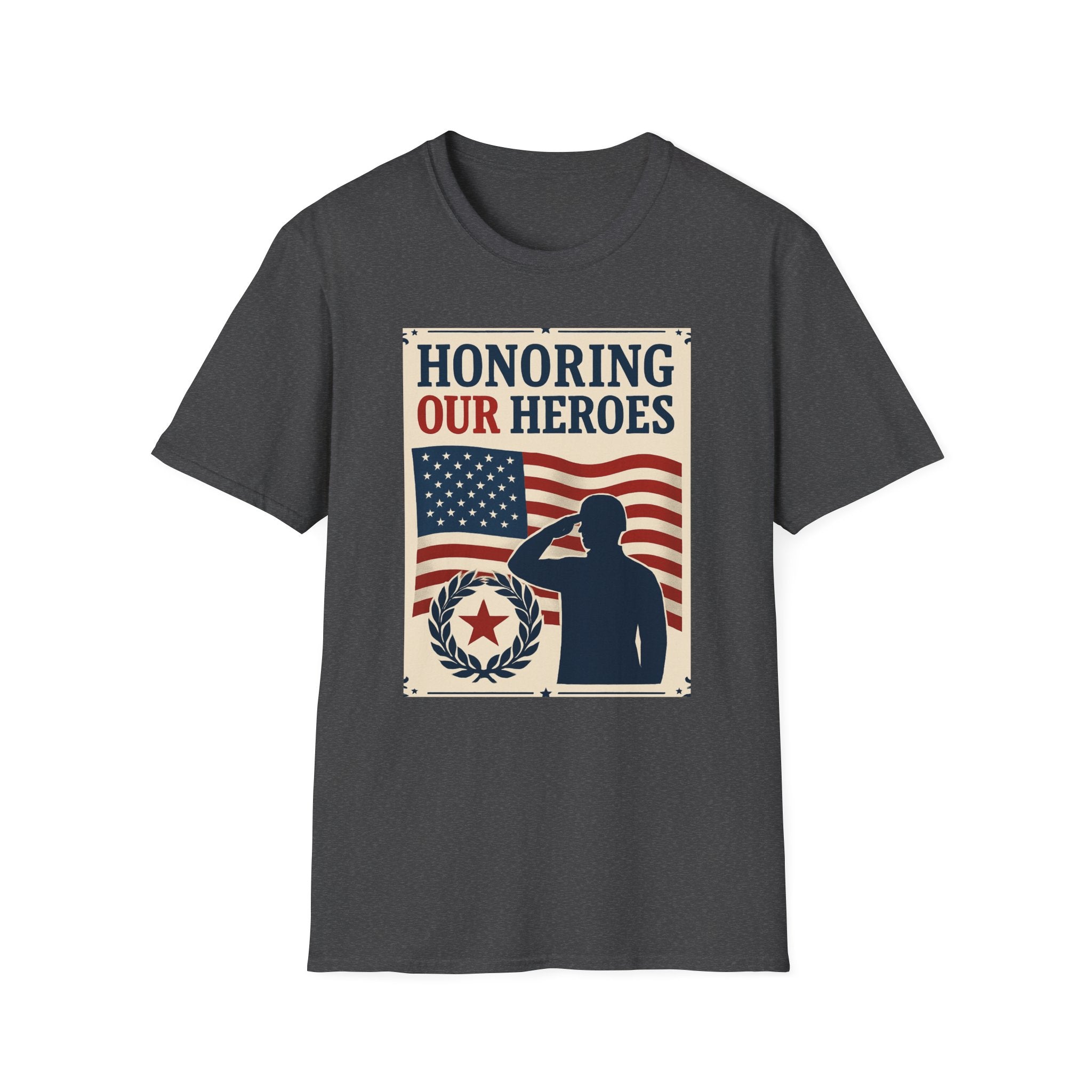 Honoring Our Heroes Patriotic T-Shirt — Salute, American Flag Memorial Tee