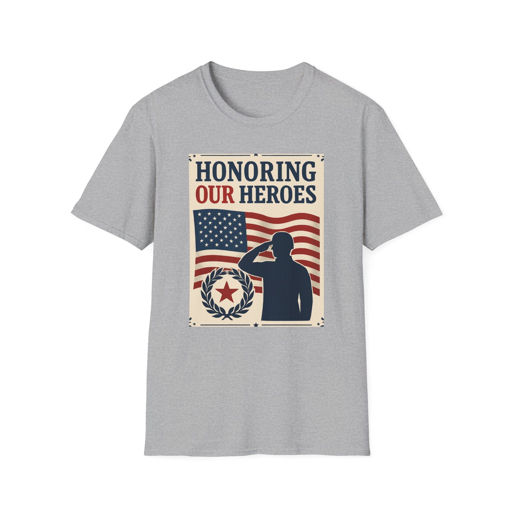 Honoring Our Heroes Patriotic T-Shirt — Salute, American Flag Memorial Tee
