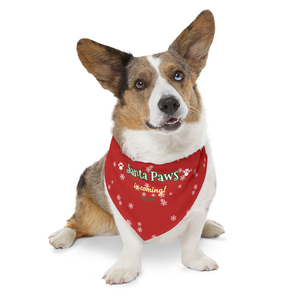 Santa Paws Is Coming Dog Bandana Collar — Christmas Snowflake Pet Bandana