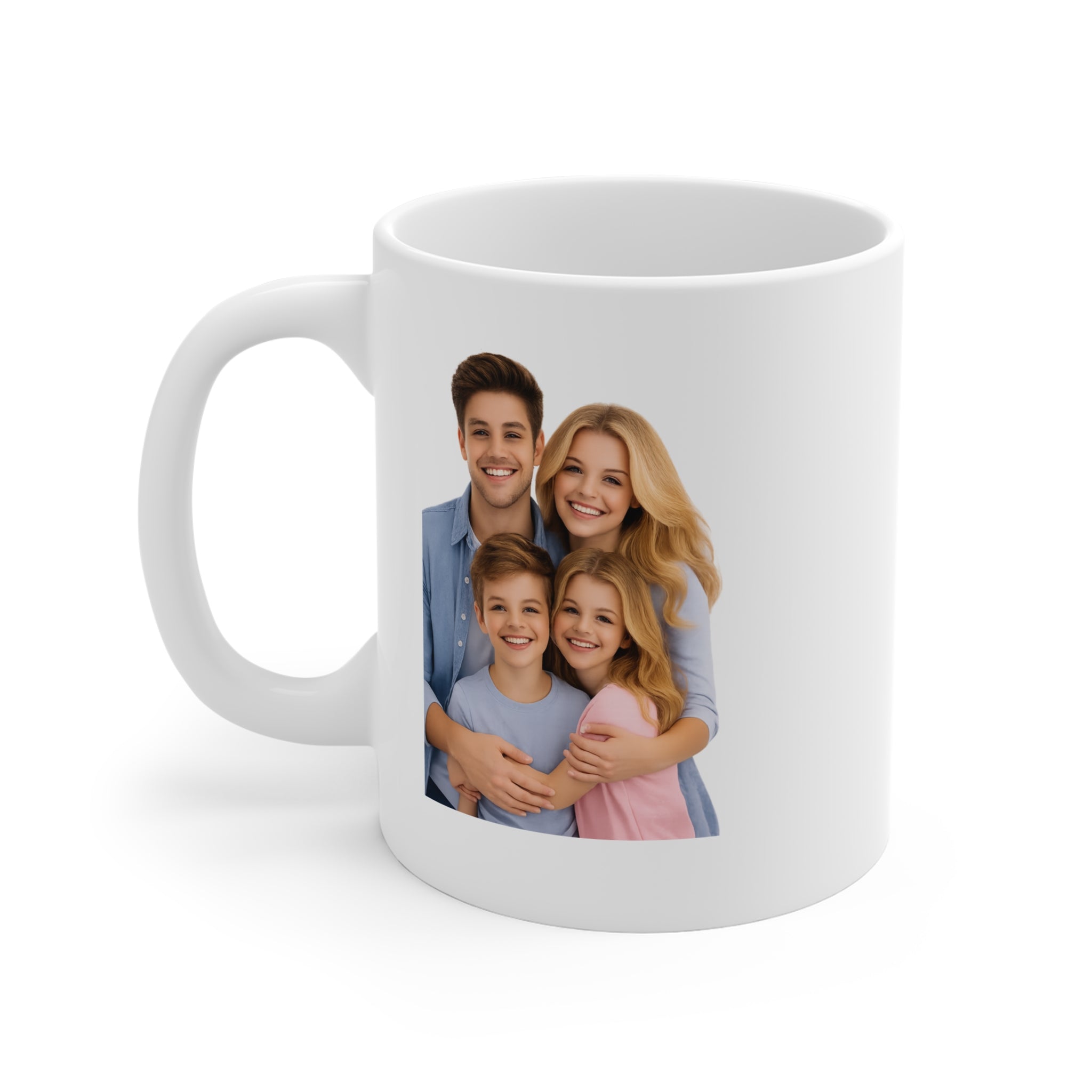 Photo Family 11oz Ceramic Mug — Personalized Family Portrait Coffee Cup