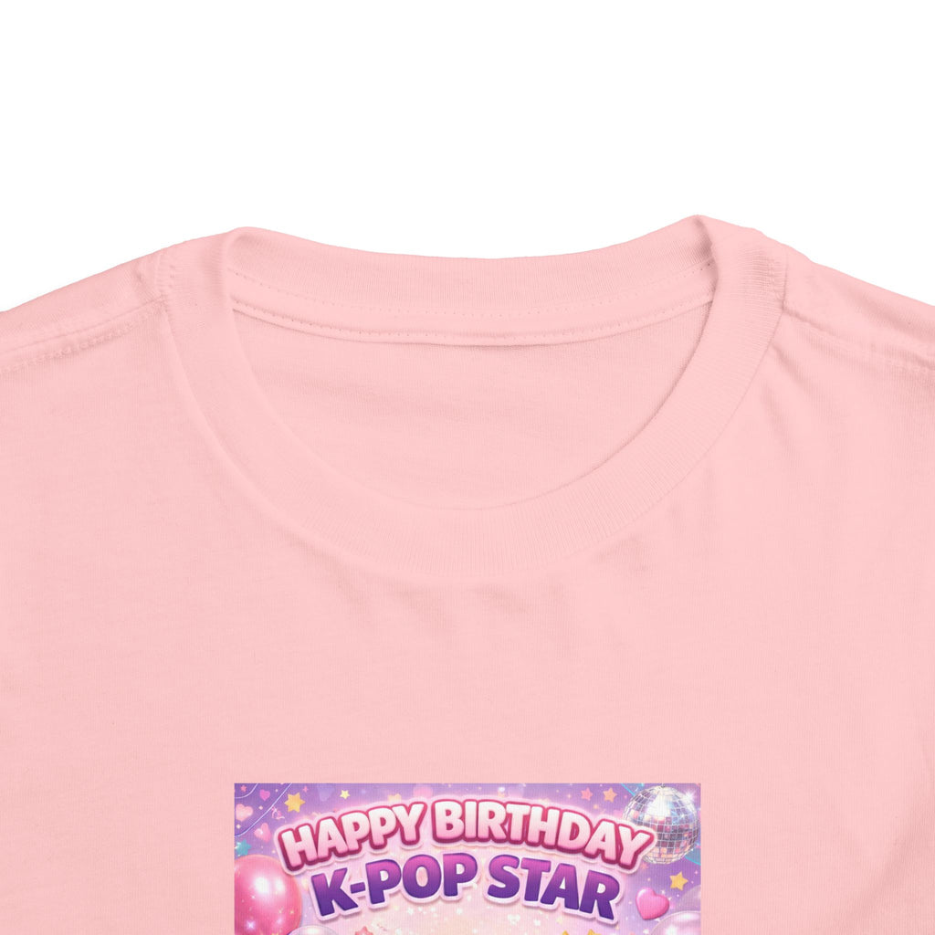 Toddler Tee — "Happy Birthday K-Pop Star" Pink Birthday Photo Shirt - Upload your own picture