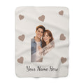 Personalized Photo Sherpa Blanket – Custom Couples Name & Heart Design