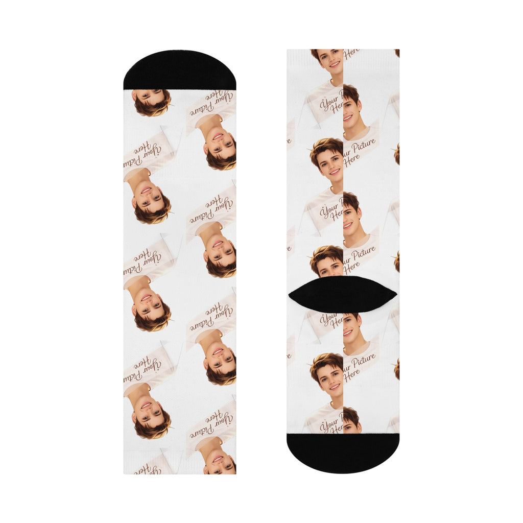 Custom Photo Cushioned Crew Socks — Personalized Face Portrait Socks