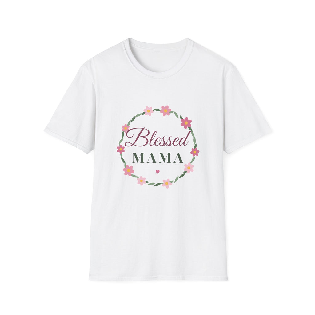 Blessed Mama Floral Wreath Tee — Christian Mom T-Shirt, Mother's Day Gift