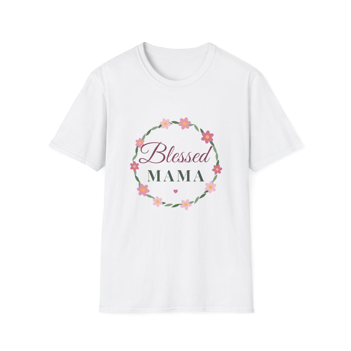 Blessed Mama Floral Wreath Tee — Christian Mom T-Shirt, Mother's Day Gift