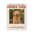 Personalized Pet Photo Blanket — Home Is Where the Paws Are Custom Dog or Cat Velveteen Throw