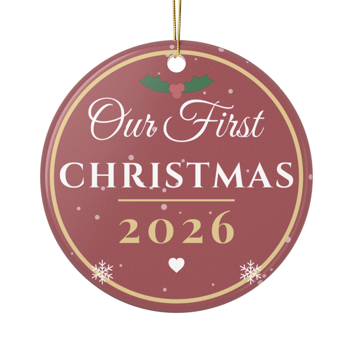Our First Christmas 2026 Ornament — Ceramic Keepsake for Couples & New Families