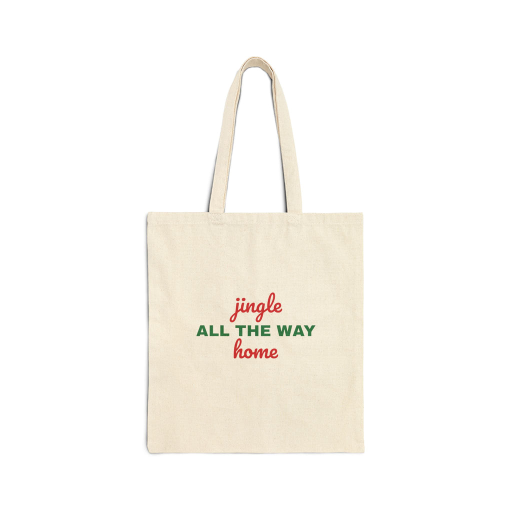 Jingle All the Way Home Tote — Christmas Canvas Shopping Bag