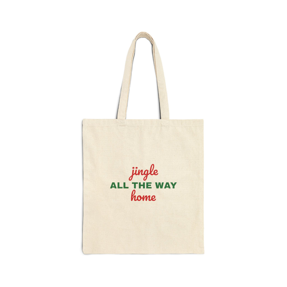 Jingle All the Way Home Tote — Christmas Canvas Shopping Bag