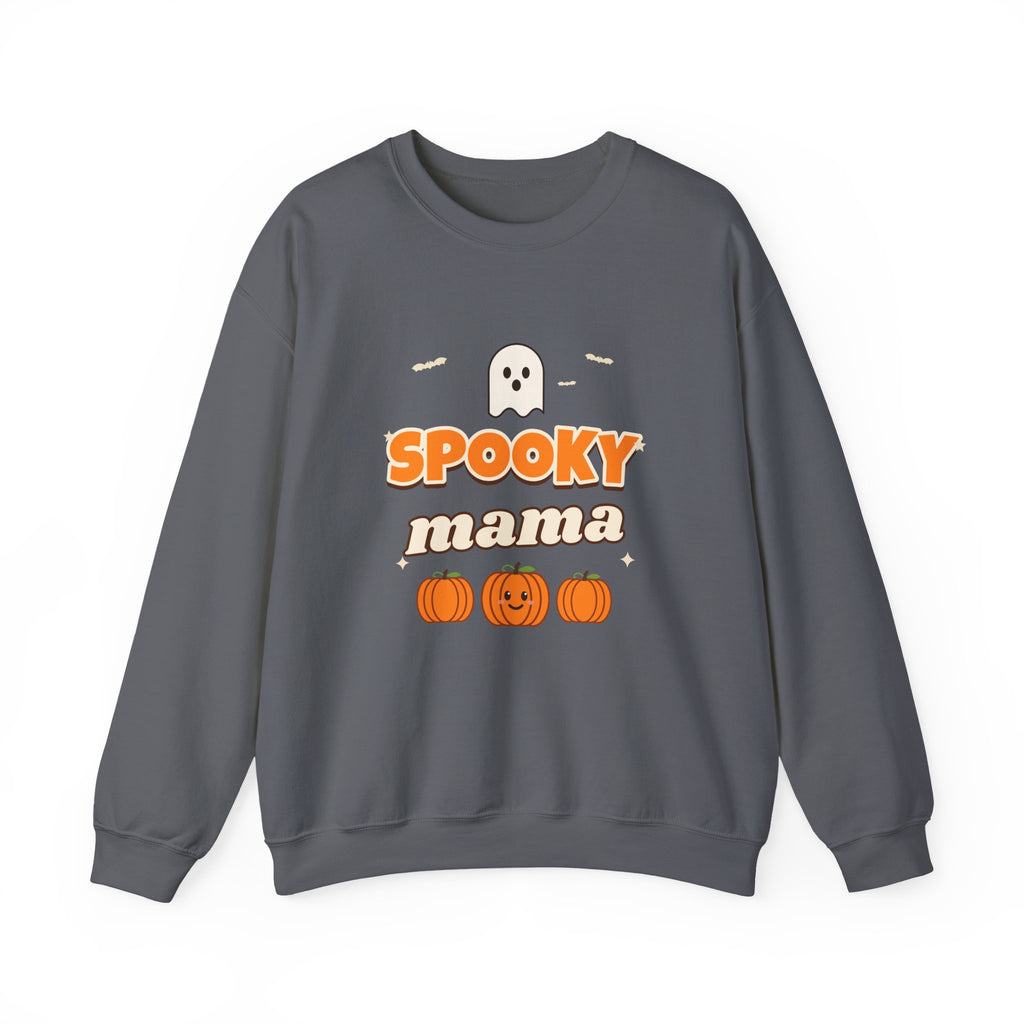 Spooky Mama Halloween Sweatshirt — Retro Pumpkin & Ghost Crewneck for Moms