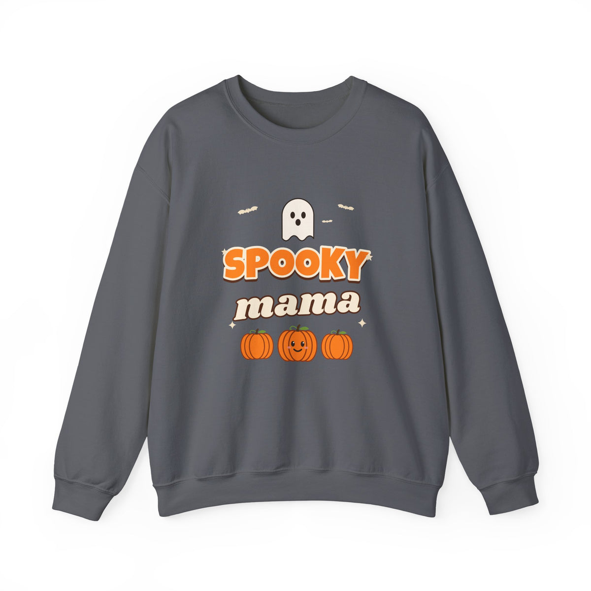 Spooky Mama Halloween Sweatshirt — Retro Pumpkin & Ghost Crewneck for Moms