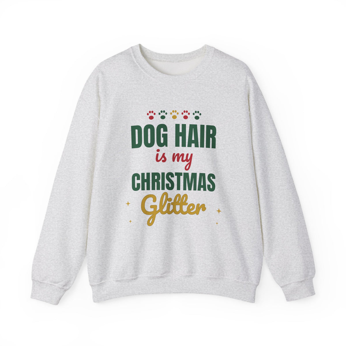 Dog Hair Is My Christmas Glitter Sweatshirt — Funny Dog Mom & Dog Dad Christmas Crewneck