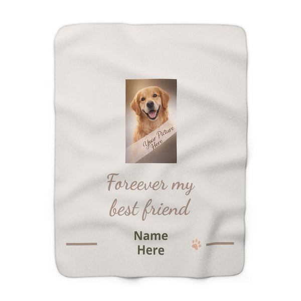 Personalized Pet Photo Sherpa Blanket — "Furever my best friend" Custom Name