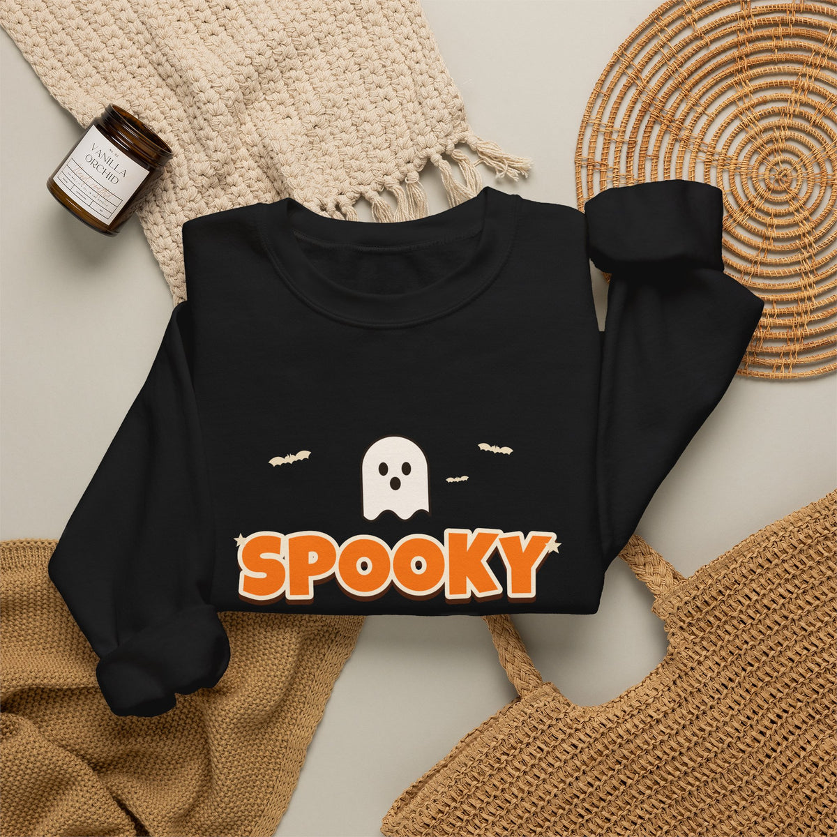 Spooky Mama Halloween Sweatshirt — Retro Pumpkin & Ghost Crewneck for Moms