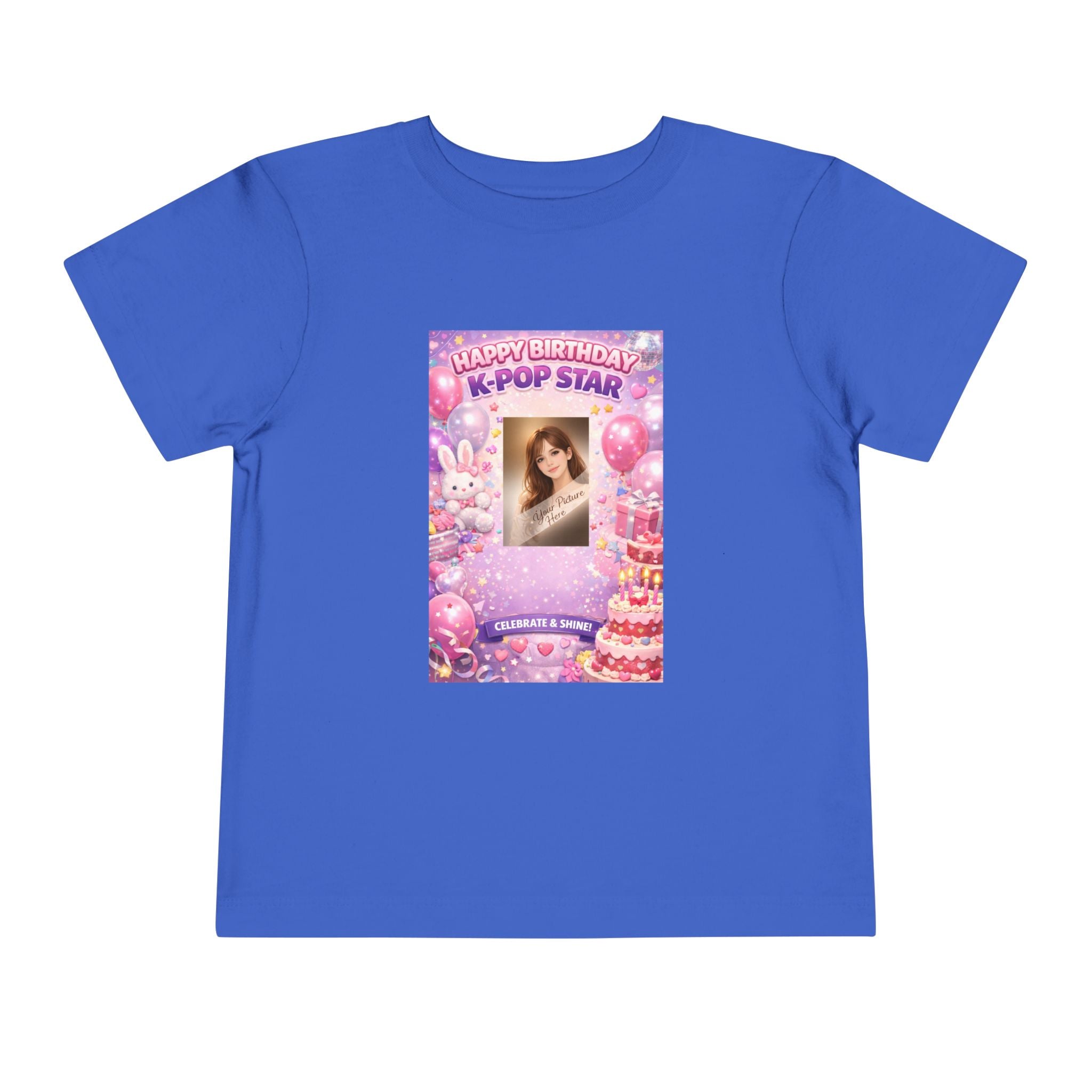 Toddler Tee — "Happy Birthday K-Pop Star" Pink Birthday Photo Shirt - Upload your own picture