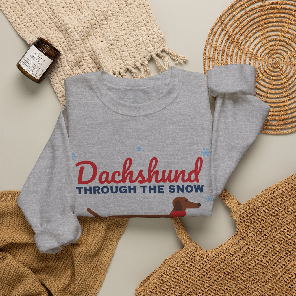 Dachshund Through the Snow Sweatshirt — Funny Wiener Dog Christmas Crewneck