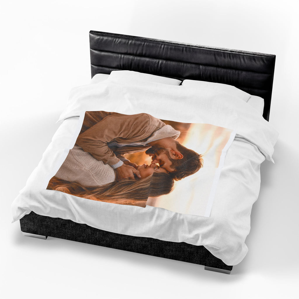 Personalized Photo Plush Blanket — Custom Velveteen Fleece for Couples, Gifts for Anniversaries & Valentine's