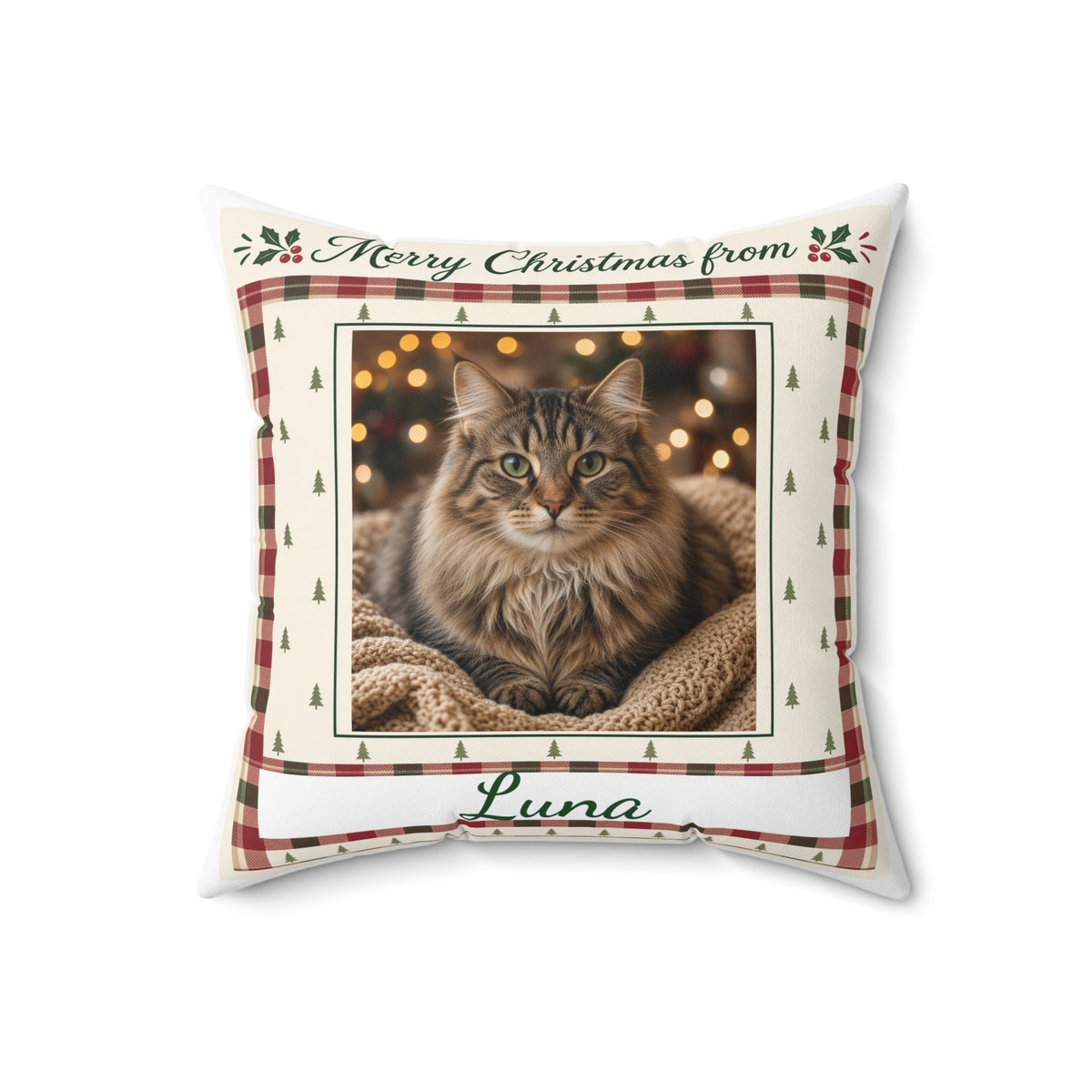 Personalized Pet Photo Pillow – Custom Dog or Cat Picture & Name Throw Pillow