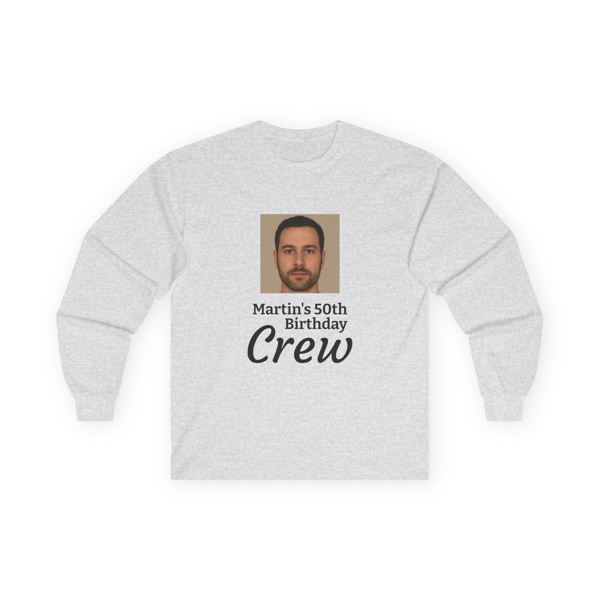 Personalized 50th Birthday “Birthday Crew” Long Sleeve Shirt with Custom Photo