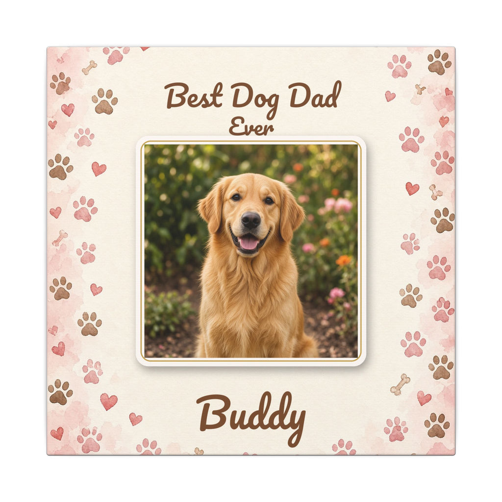 Best Dog Dad Ever Personalized Canvas – Custom Dog Photo & Name Wall Art