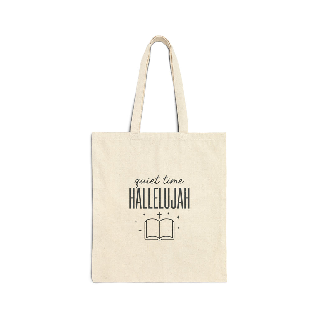 Quiet Time Hallelujah Tote | Christian Typography, Faith Prayer Canvas