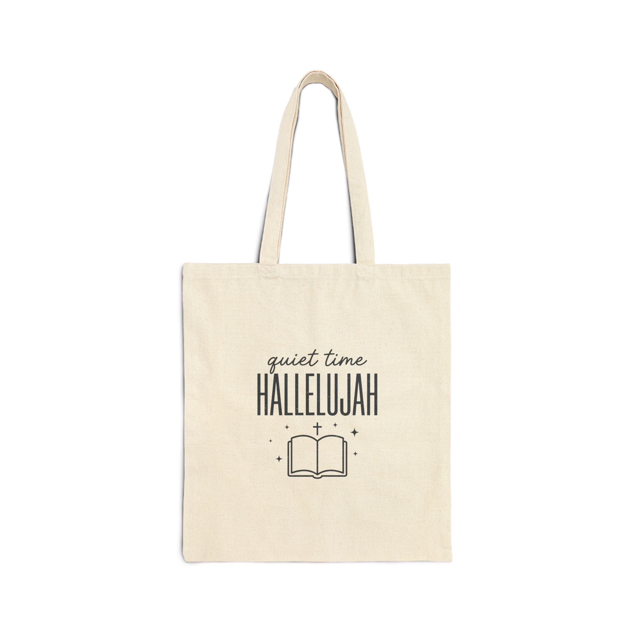 Quiet Time Hallelujah Tote | Christian Typography, Faith Prayer Canvas