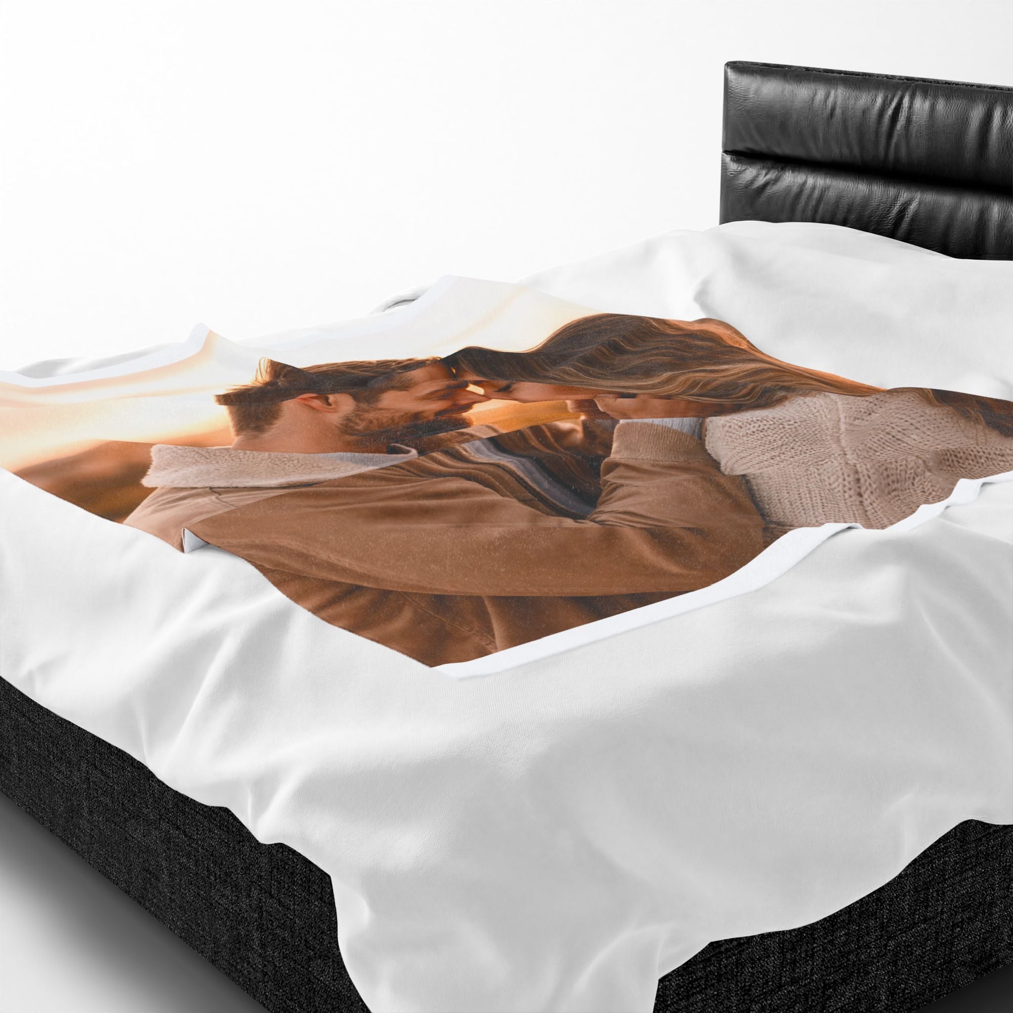 Personalized Photo Plush Blanket — Custom Velveteen Fleece for Couples, Gifts for Anniversaries & Valentine's